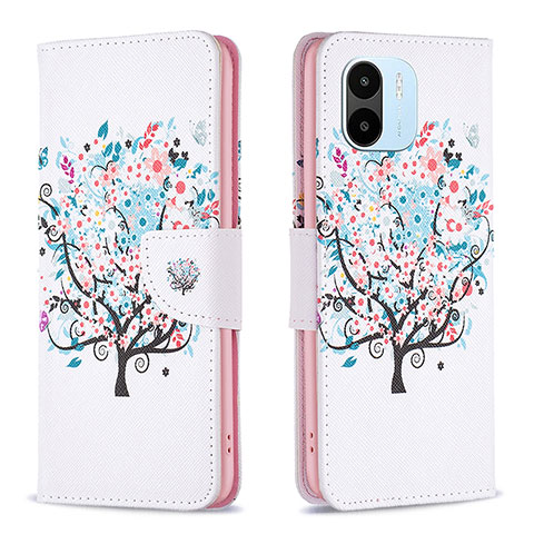 Coque Portefeuille Motif Fantaisie Livre Cuir Etui Clapet B01F pour Xiaomi Poco C51 Blanc