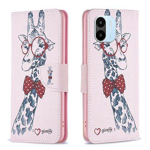 Coque Portefeuille Motif Fantaisie Livre Cuir Etui Clapet B01F pour Xiaomi Poco C51 Rose