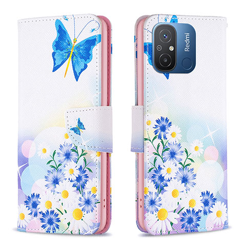 Coque Portefeuille Motif Fantaisie Livre Cuir Etui Clapet B01F pour Xiaomi Poco C55 Bleu