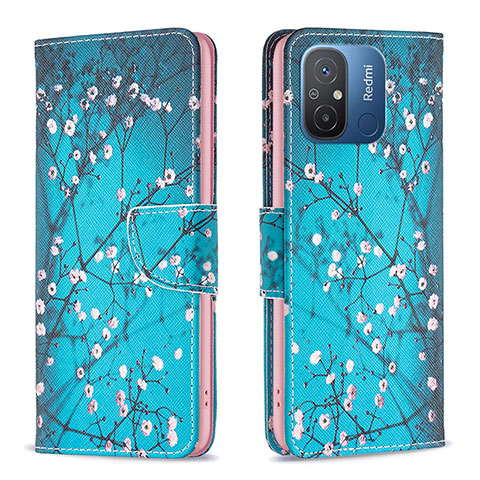 Coque Portefeuille Motif Fantaisie Livre Cuir Etui Clapet B01F pour Xiaomi Poco C55 Cyan