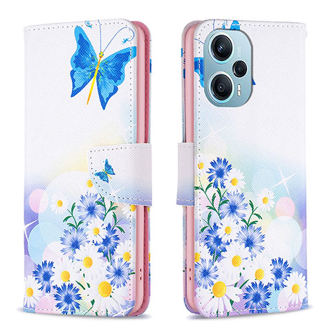 Coque Portefeuille Motif Fantaisie Livre Cuir Etui Clapet B01F pour Xiaomi Poco F5 5G Bleu