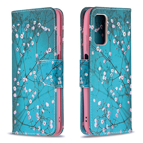 Coque Portefeuille Motif Fantaisie Livre Cuir Etui Clapet B01F pour Xiaomi Poco M3 Cyan