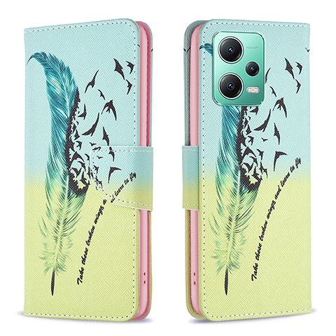 Coque Portefeuille Motif Fantaisie Livre Cuir Etui Clapet B01F pour Xiaomi Poco X5 5G Pastel Vert