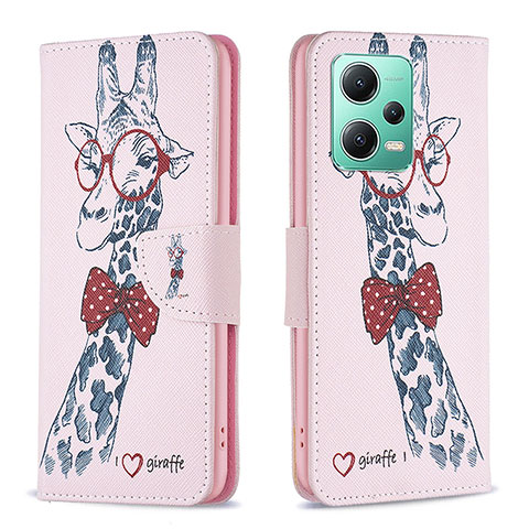 Coque Portefeuille Motif Fantaisie Livre Cuir Etui Clapet B01F pour Xiaomi Poco X5 5G Rose