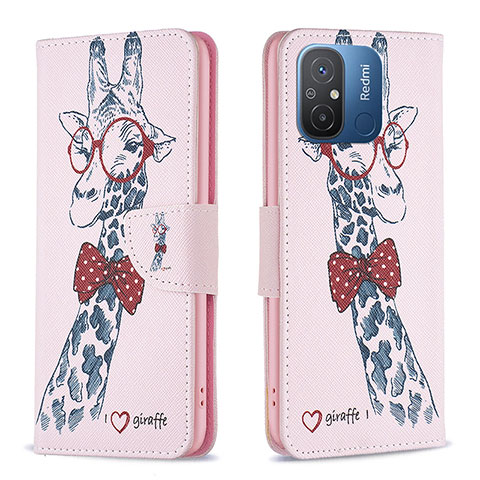 Coque Portefeuille Motif Fantaisie Livre Cuir Etui Clapet B01F pour Xiaomi Redmi 11A 4G Rose