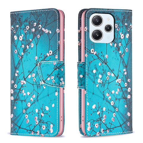 Coque Portefeuille Motif Fantaisie Livre Cuir Etui Clapet B01F pour Xiaomi Redmi 12 4G Cyan