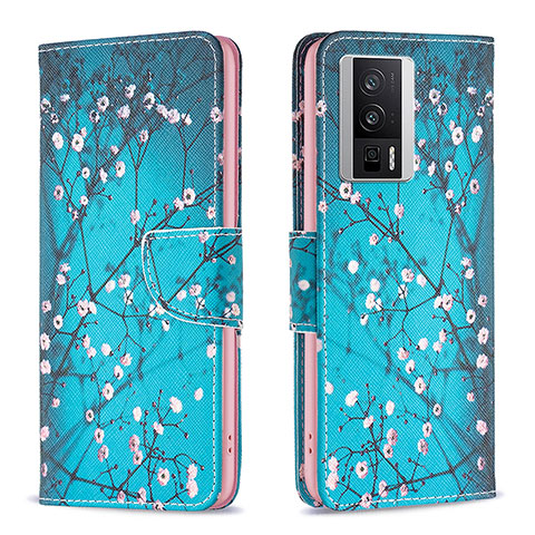 Coque Portefeuille Motif Fantaisie Livre Cuir Etui Clapet B01F pour Xiaomi Redmi K60 Pro 5G Cyan