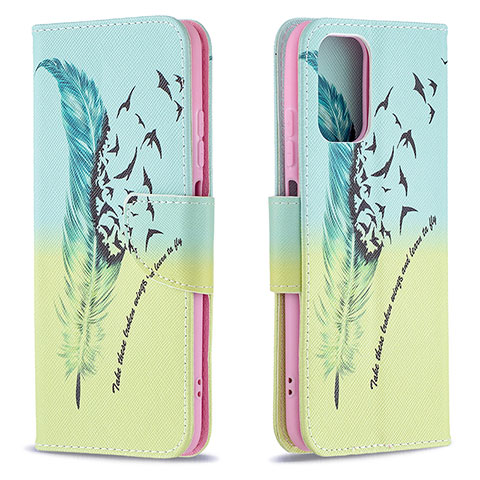 Coque Portefeuille Motif Fantaisie Livre Cuir Etui Clapet B01F pour Xiaomi Redmi Note 10S 4G Pastel Vert