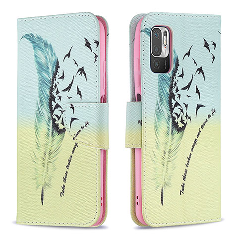 Coque Portefeuille Motif Fantaisie Livre Cuir Etui Clapet B01F pour Xiaomi Redmi Note 10T 5G Pastel Vert