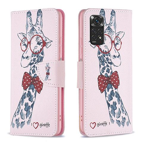 Coque Portefeuille Motif Fantaisie Livre Cuir Etui Clapet B01F pour Xiaomi Redmi Note 11 4G (2022) Rose