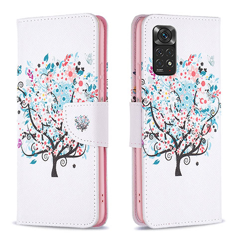 Coque Portefeuille Motif Fantaisie Livre Cuir Etui Clapet B01F pour Xiaomi Redmi Note 11S 4G Blanc