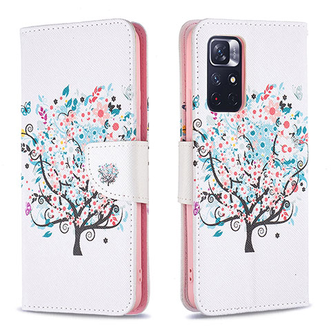 Coque Portefeuille Motif Fantaisie Livre Cuir Etui Clapet B01F pour Xiaomi Redmi Note 11S 5G Blanc