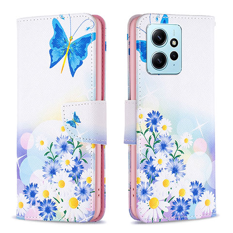 Coque Portefeuille Motif Fantaisie Livre Cuir Etui Clapet B01F pour Xiaomi Redmi Note 12 4G Bleu