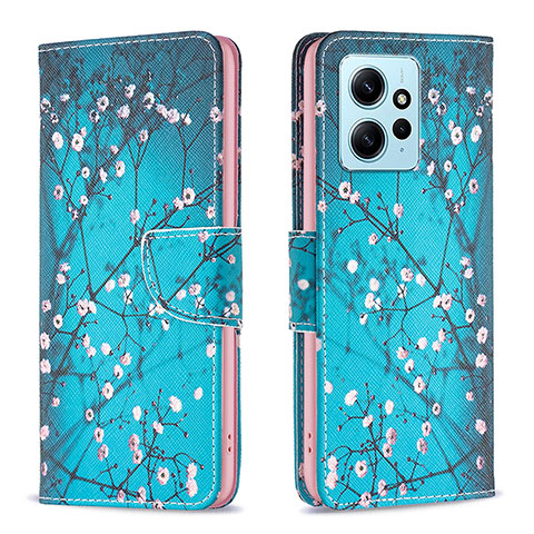 Coque Portefeuille Motif Fantaisie Livre Cuir Etui Clapet B01F pour Xiaomi Redmi Note 12 4G Cyan