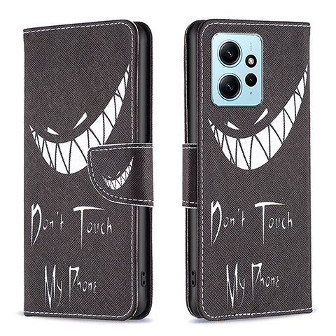 Coque Portefeuille Motif Fantaisie Livre Cuir Etui Clapet B01F pour Xiaomi Redmi Note 12 4G Noir