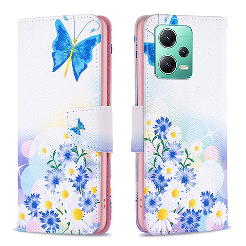 Coque Portefeuille Motif Fantaisie Livre Cuir Etui Clapet B01F pour Xiaomi Redmi Note 12 5G Bleu