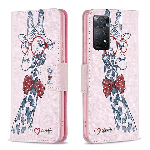 Coque Portefeuille Motif Fantaisie Livre Cuir Etui Clapet B01F pour Xiaomi Redmi Note 12 Pro 4G Rose