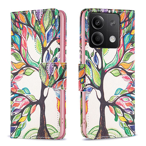 Coque Portefeuille Motif Fantaisie Livre Cuir Etui Clapet B01F pour Xiaomi Redmi Note 13 5G Vert