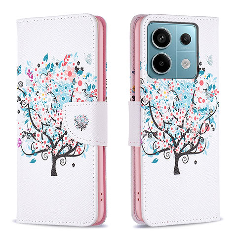 Coque Portefeuille Motif Fantaisie Livre Cuir Etui Clapet B01F pour Xiaomi Redmi Note 13 Pro 5G Blanc