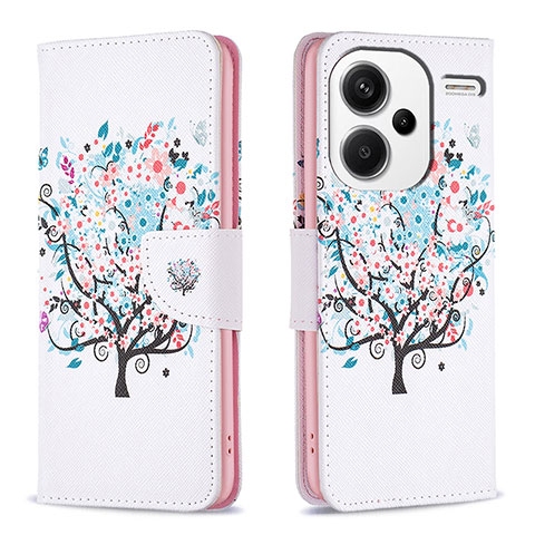 Coque Portefeuille Motif Fantaisie Livre Cuir Etui Clapet B01F pour Xiaomi Redmi Note 13 Pro+ Plus 5G Blanc