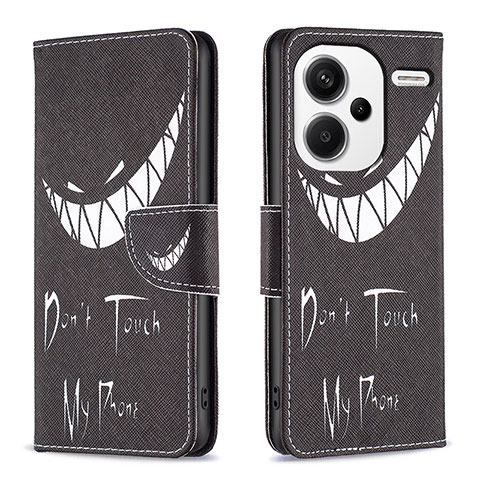 Coque Portefeuille Motif Fantaisie Livre Cuir Etui Clapet B01F pour Xiaomi Redmi Note 13 Pro+ Plus 5G Noir