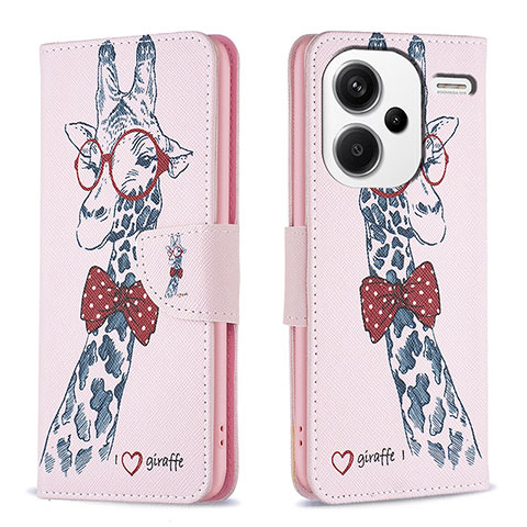 Coque Portefeuille Motif Fantaisie Livre Cuir Etui Clapet B01F pour Xiaomi Redmi Note 13 Pro+ Plus 5G Rose