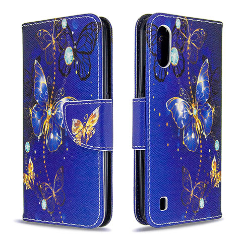 Coque Portefeuille Motif Fantaisie Livre Cuir Etui Clapet B03F pour Samsung Galaxy A01 SM-A015 Bleu