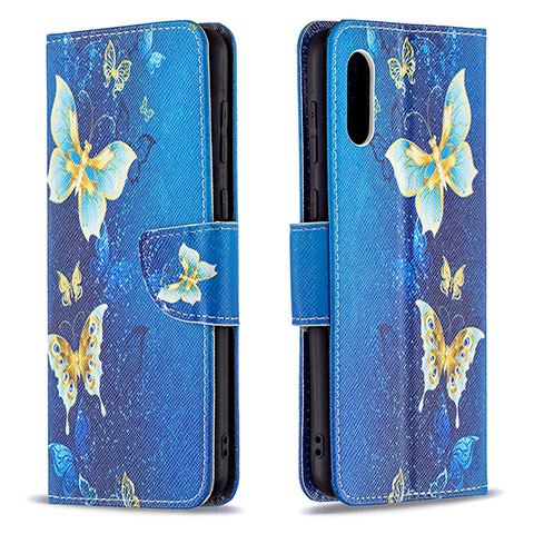 Coque Portefeuille Motif Fantaisie Livre Cuir Etui Clapet B03F pour Samsung Galaxy A02 Bleu Ciel