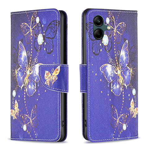 Coque Portefeuille Motif Fantaisie Livre Cuir Etui Clapet B03F pour Samsung Galaxy A04 4G Bleu Royal