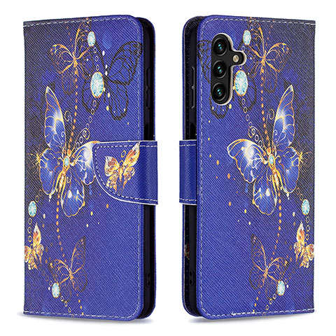 Coque Portefeuille Motif Fantaisie Livre Cuir Etui Clapet B03F pour Samsung Galaxy A04s Bleu Royal