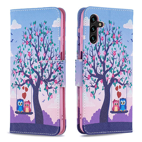 Coque Portefeuille Motif Fantaisie Livre Cuir Etui Clapet B03F pour Samsung Galaxy A04s Violet Clair