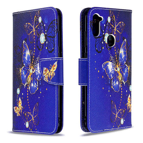 Coque Portefeuille Motif Fantaisie Livre Cuir Etui Clapet B03F pour Samsung Galaxy A11 Bleu Royal