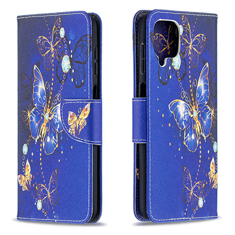 Coque Portefeuille Motif Fantaisie Livre Cuir Etui Clapet B03F pour Samsung Galaxy A12 Nacho Bleu Royal