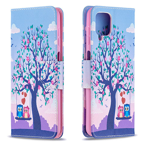 Coque Portefeuille Motif Fantaisie Livre Cuir Etui Clapet B03F pour Samsung Galaxy A12 Nacho Violet Clair