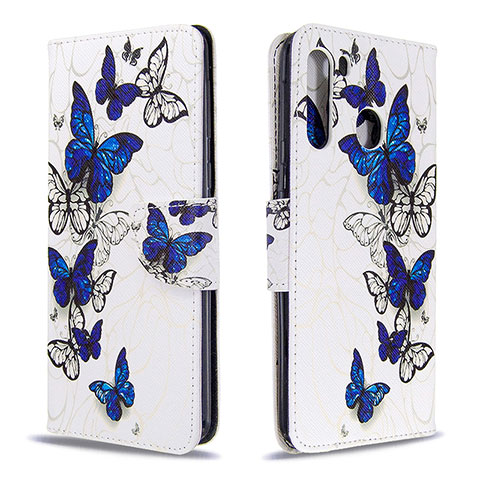 Coque Portefeuille Motif Fantaisie Livre Cuir Etui Clapet B03F pour Samsung Galaxy A21 Bleu