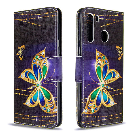 Coque Portefeuille Motif Fantaisie Livre Cuir Etui Clapet B03F pour Samsung Galaxy A21 Noir