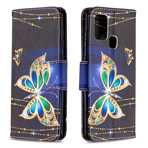 Coque Portefeuille Motif Fantaisie Livre Cuir Etui Clapet B03F pour Samsung Galaxy A21s Noir