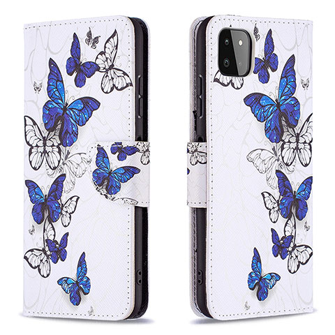 Coque Portefeuille Motif Fantaisie Livre Cuir Etui Clapet B03F pour Samsung Galaxy A22 5G Bleu