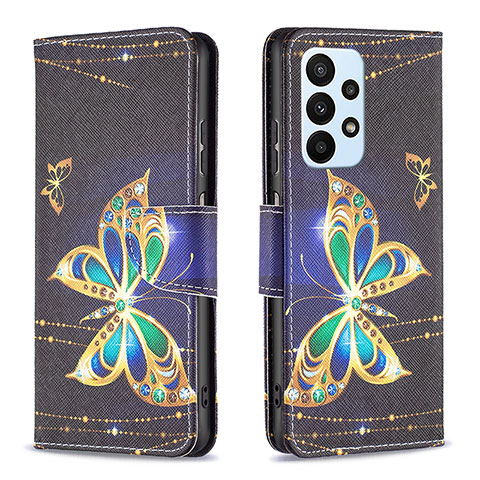 Coque Portefeuille Motif Fantaisie Livre Cuir Etui Clapet B03F pour Samsung Galaxy A23 4G Noir