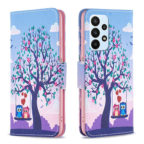 Coque Portefeuille Motif Fantaisie Livre Cuir Etui Clapet B03F pour Samsung Galaxy A23 4G Violet Clair