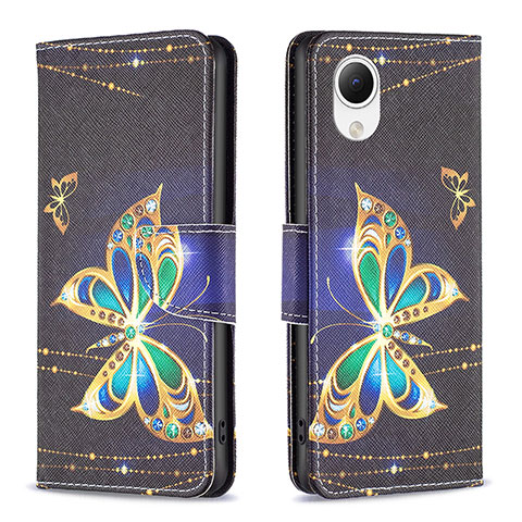 Coque Portefeuille Motif Fantaisie Livre Cuir Etui Clapet B03F pour Samsung Galaxy A23 5G SC-56C Noir