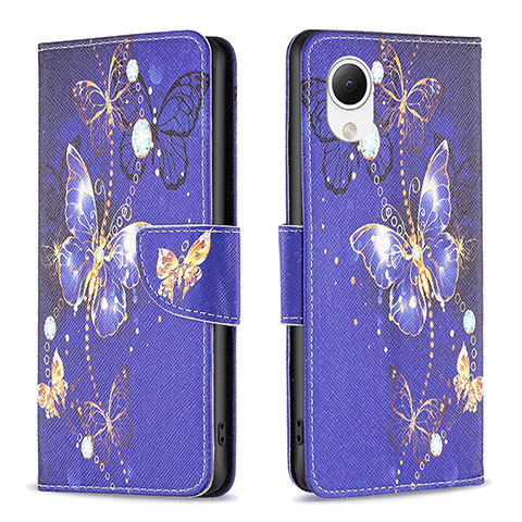 Coque Portefeuille Motif Fantaisie Livre Cuir Etui Clapet B03F pour Samsung Galaxy A23e 5G Bleu Royal