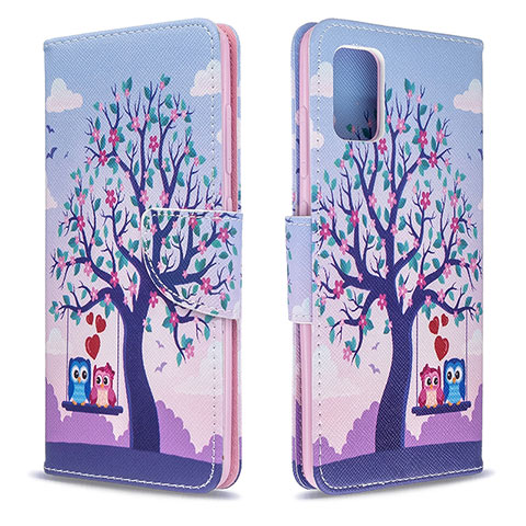 Coque Portefeuille Motif Fantaisie Livre Cuir Etui Clapet B03F pour Samsung Galaxy A51 4G Violet Clair