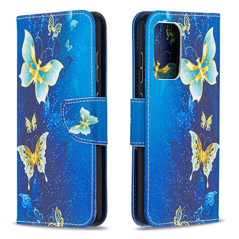 Coque Portefeuille Motif Fantaisie Livre Cuir Etui Clapet B03F pour Samsung Galaxy A52 4G Bleu Ciel