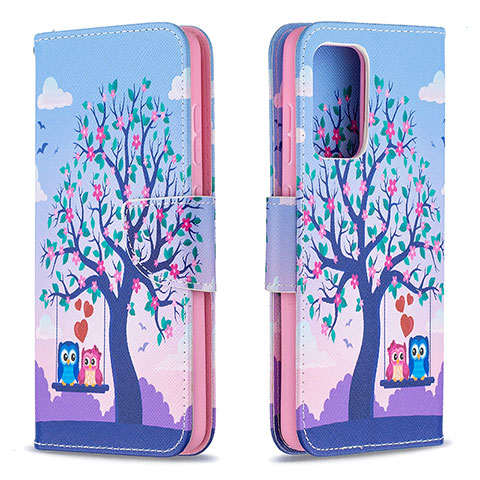 Coque Portefeuille Motif Fantaisie Livre Cuir Etui Clapet B03F pour Samsung Galaxy A52 4G Violet Clair