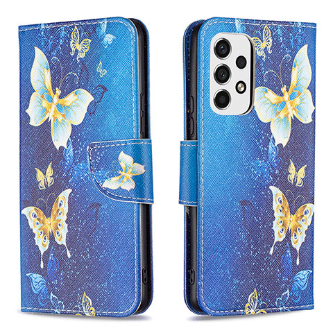 Coque Portefeuille Motif Fantaisie Livre Cuir Etui Clapet B03F pour Samsung Galaxy A53 5G Bleu Ciel