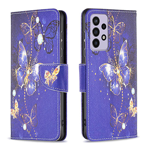 Coque Portefeuille Motif Fantaisie Livre Cuir Etui Clapet B03F pour Samsung Galaxy A73 5G Bleu Royal