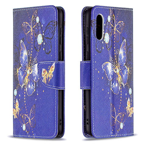 Coque Portefeuille Motif Fantaisie Livre Cuir Etui Clapet B03F pour Samsung Galaxy M02 Bleu Royal