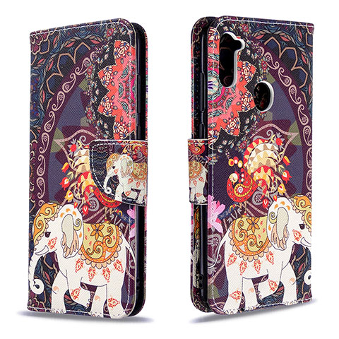 Coque Portefeuille Motif Fantaisie Livre Cuir Etui Clapet B03F pour Samsung Galaxy M11 Marron