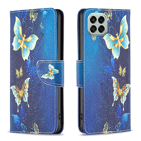 Coque Portefeuille Motif Fantaisie Livre Cuir Etui Clapet B03F pour Samsung Galaxy M33 5G Bleu Ciel